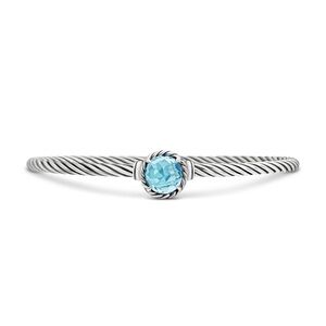Petite Châtelaine ® Bracelet in Sterling Silver with Blue Topaz, 3mm